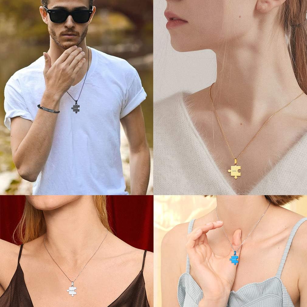 Custom4U Personalized Gold BFF Necklace for 3 Pcs Split Heart Matching Friendship Couple Necklaces 14k Gold Plated 925 Sterling Silver Pendant Custom Gifts for Best Friend Women