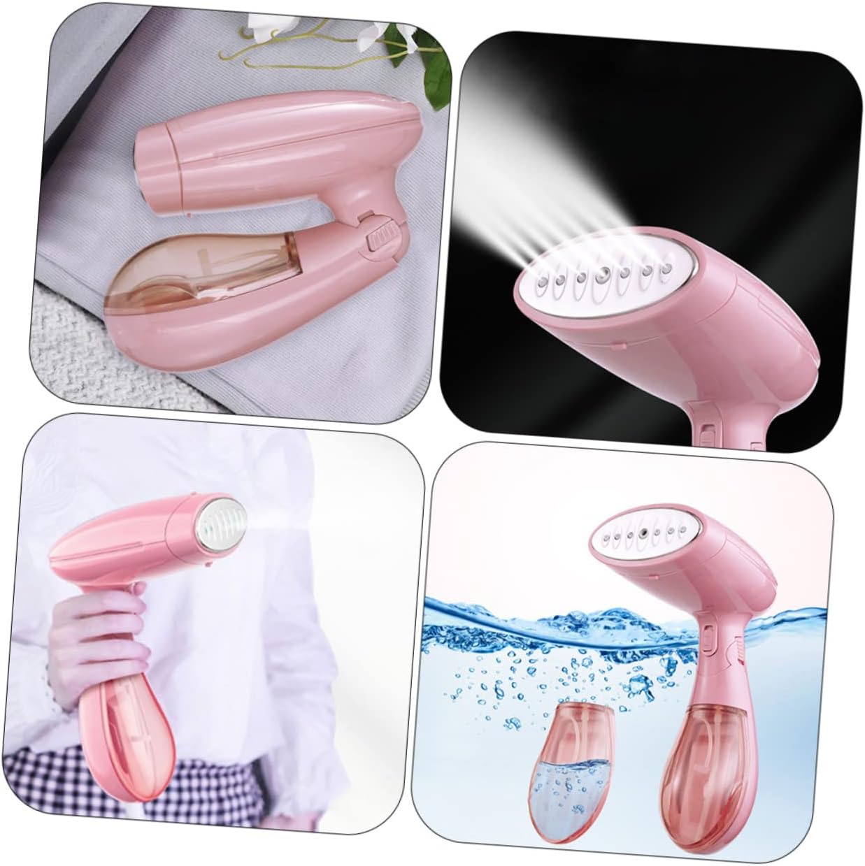 110v Portable Handheld Garment Steamer for Travel Compact Design Detachable Water Tank Efficient Wrinkle Remover for Plug Pink