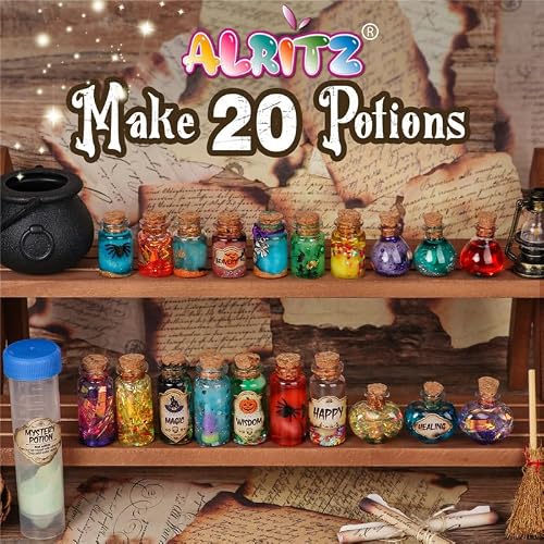 Alritz Mystery Potion Kits for Kids, 20 Magic Mix Witch Potion Bottles, Happy Birthday Party Craft Ornaments Toys Gift for Boys Girls Age 6 7 8 9 10 11+ Indoor Outdoor Party Decor