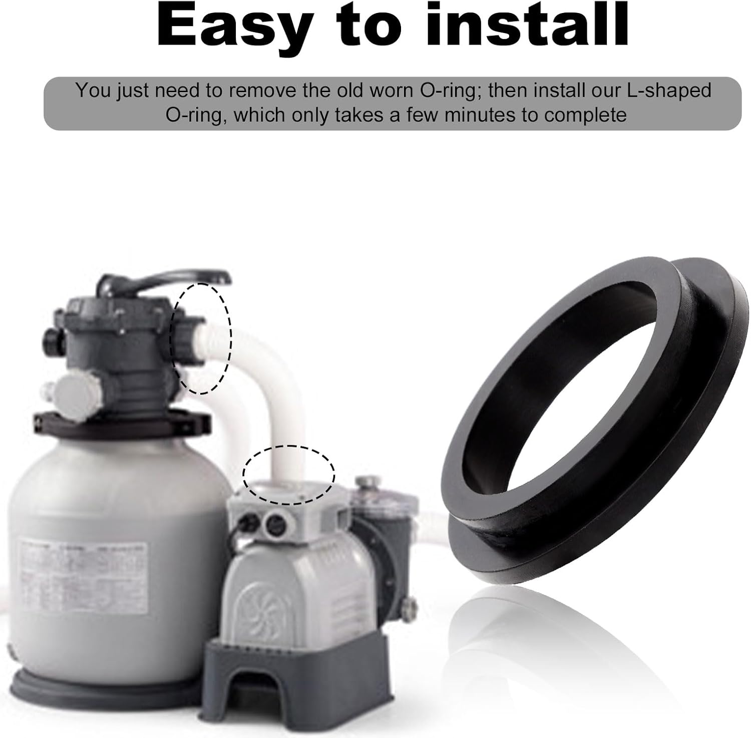 6pcs O Rings Replacement Part for Intex Pool, Rubber Washers for Pool Sand Filter Pump Gasket Seal Replacement Parts Pool Filter Pump Accessories, black