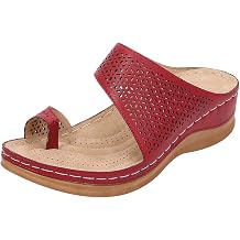 rismart Womens Slide Wedge Sandal Ring Toe Summer Hollow Flip Flops Bunion Corrector Slippers
