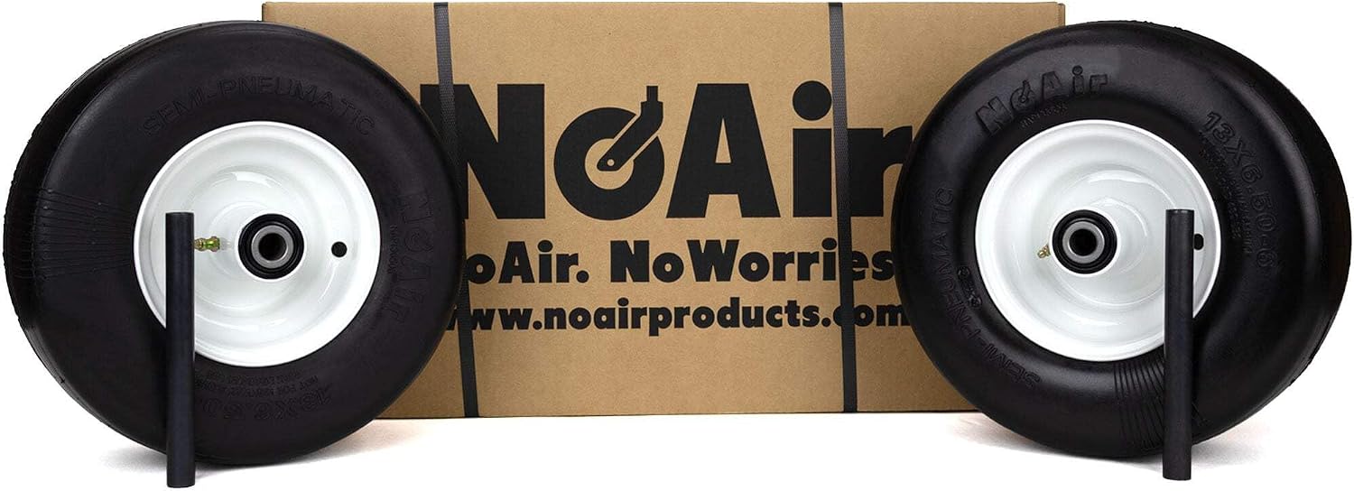 NoAir® (2) Flat Free Tire Assemblies 13x6.50-6 Compatible with Encore Edge and Edge SS 48" 52" 60" Caliber 52" 60" Rage 52" 60" New Prowler 60" 72" 542070 823220