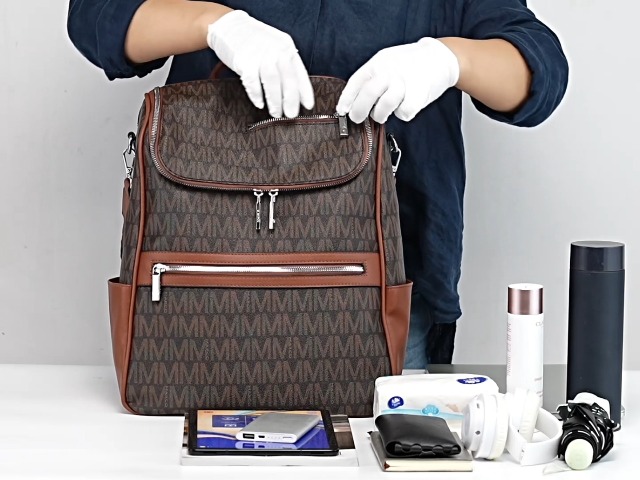 ⭕️ M Marco - Monogrammed Vegan Leather Backpack Amazon.com: MARCO M KELLY Womens Convertible Backpack Purse  main image 2