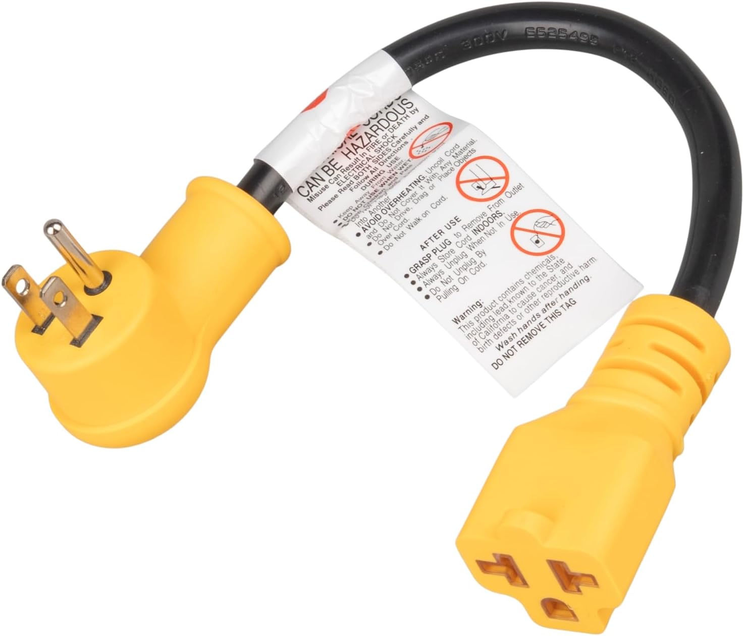 MECMO Waterproof 1ft 15 Amp Household to 20 Amp AC Power Adapter Cable, 12/3 Outdoor Extension Cord Flat Plug, [4 in 1] NEMA 5-15P to 5-15R, 5-20R, 6-15R, 6-20R T Blade, 15A to 20A 125V, 1875W SJTW