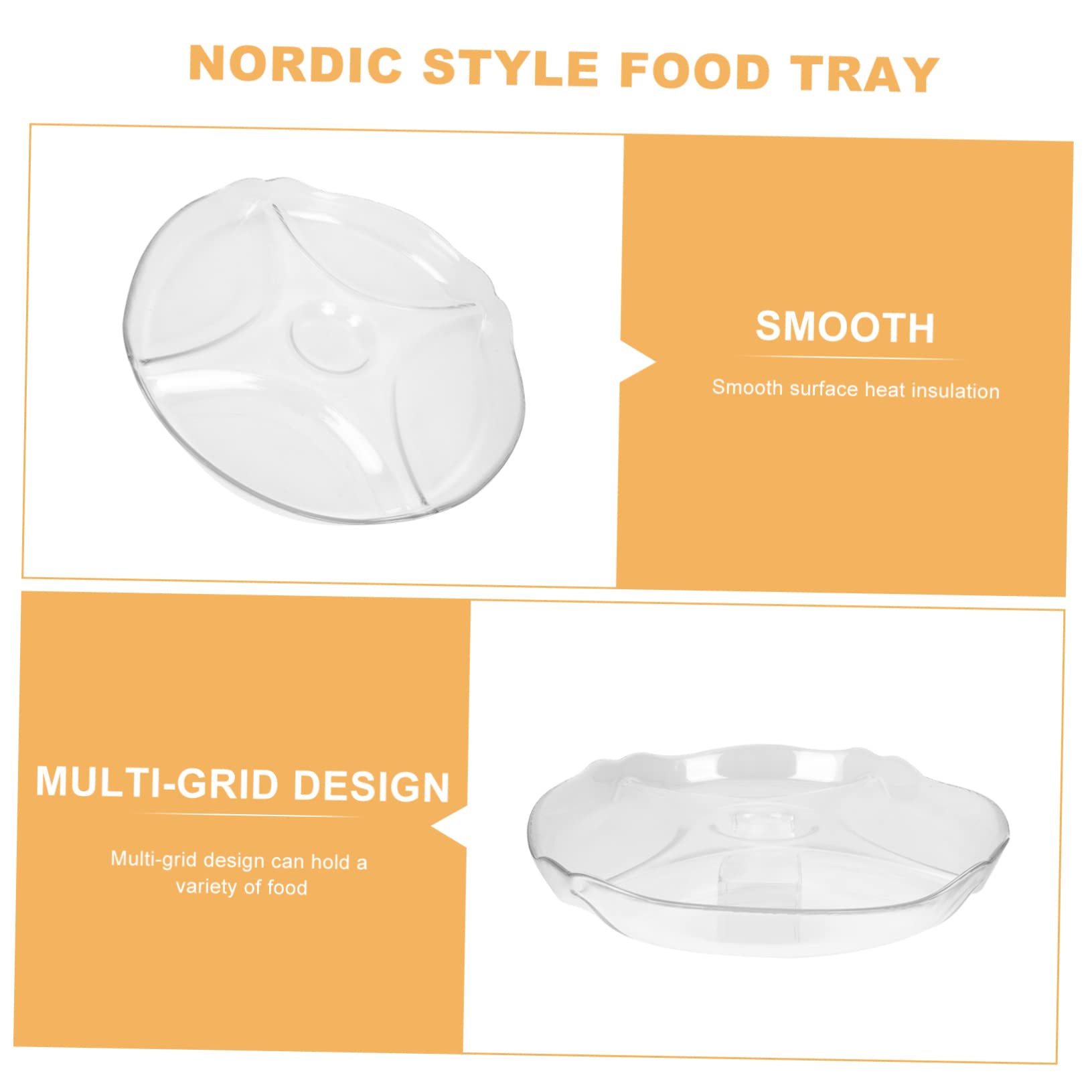 ABOOFAN Verre Assiette à Compartiments, Séparation des Aliments, Style Nordique, Design Empilable, Service Élégant, pour Maison et Repas Occidentaux