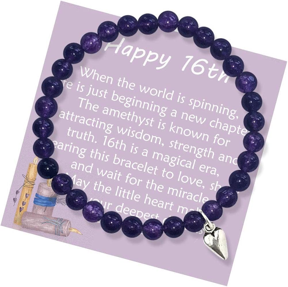 16th Birthday Gifts for Girls Turning 16 – Bead Bracelet with Message Card & Gift Box - Sixteen