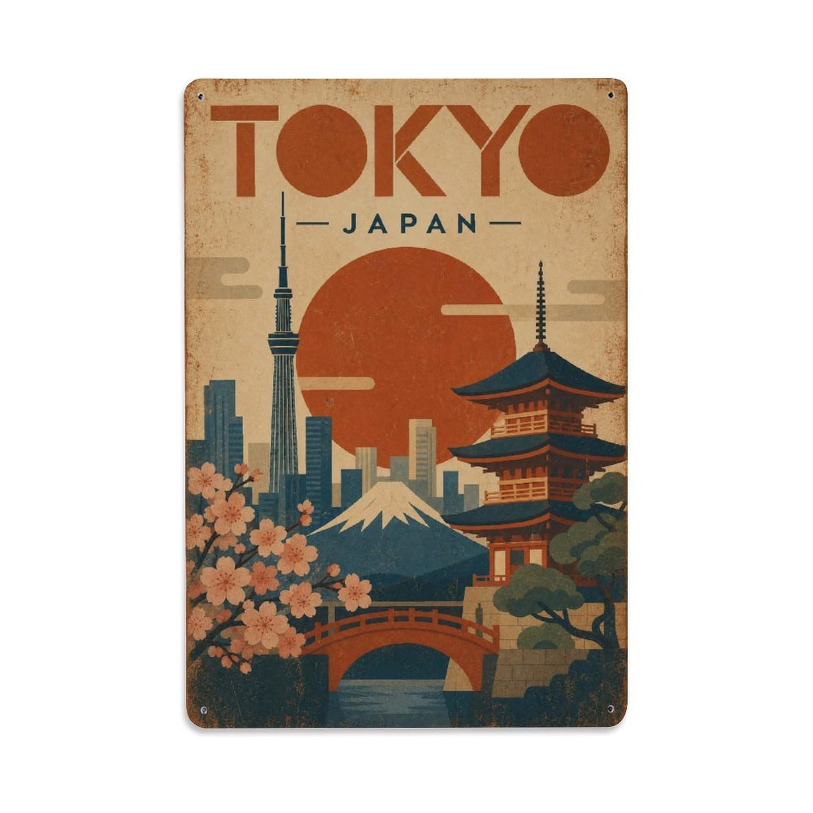 Gead 8X12inch Style Vintage Travel Tokyo Japan Legacy Metal Tin Sign