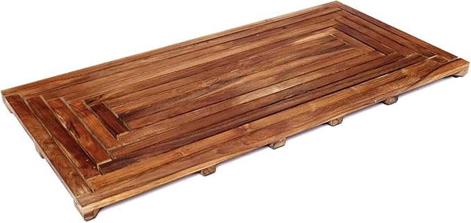 Design Teakholz Baderost Indoor Outdoor Vorleger Teak Holz Badmatte Saunamatte Duschvorleger Gartendusch Antirutsch Matte Teakholz Duschmatte groß 100cm x 50cm (Variante 2, 100x50cm) Design Teakholz Baderost Indoor Outdoor Vorleger Teak Holz Badmatte Saunamatte Duschvorleger Gartendusch Antirutsch Matte Teakholz Duschmatte groß 100cm x 50cm (Variante 2, 100x50cm)