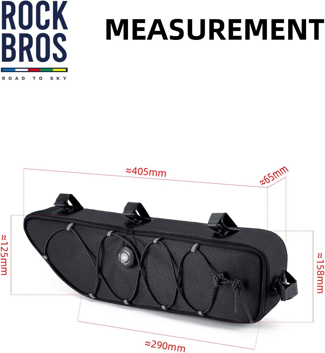 ROCKBROS Bike Frame Bag Bike Bag， 2L Waterproof Bike Top Tube Bag， Road to Sky Series Bike Bag Fits Mountain/Road Bikes