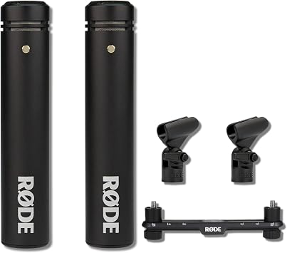 Rode M5-MP Matched Pair Small-Diaphragm Cardioid Condenser Microphones with SB20 Stereo Bar 19 dB-A XLR Pencil Mic Pair for Drum Overheads, Choir, Piano, and Acoustic Guitar Recording