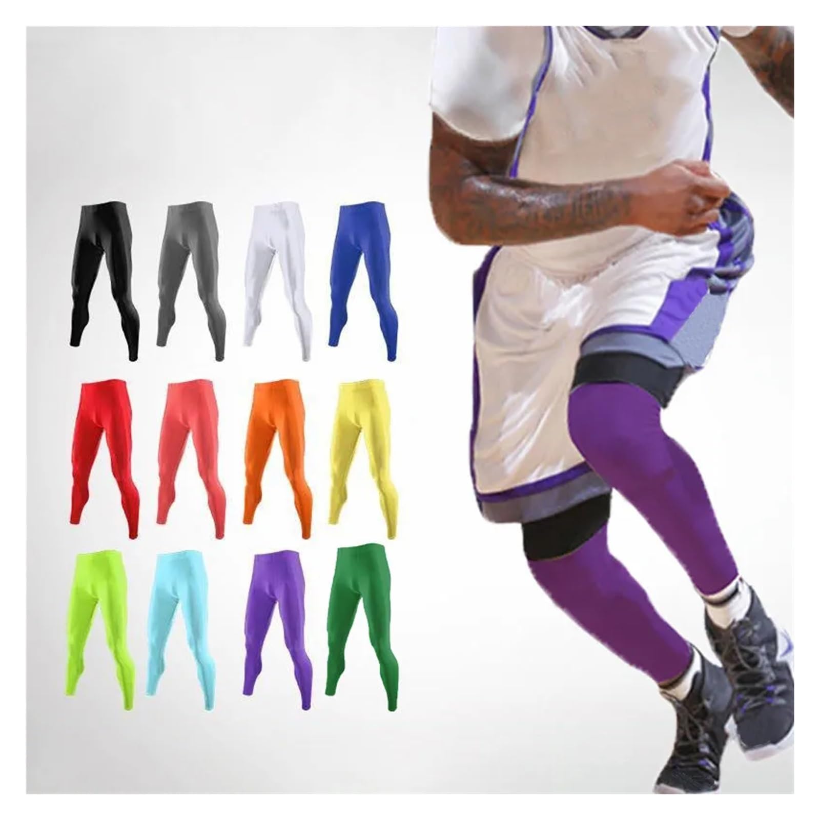 Leggings termici da uomo, per l'inverno, la primavera e l'autunno, pantaloni sportivi da uomo, per basket, calcio, fitness, esercizi, leggings lunghi (arancione)