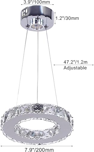 Miniatura 3 de Candelabros de cristal modernos con iluminación colgante LED, anillo redondo, cromado, montaje empotrado, lámpara de techo, mini candelabros para