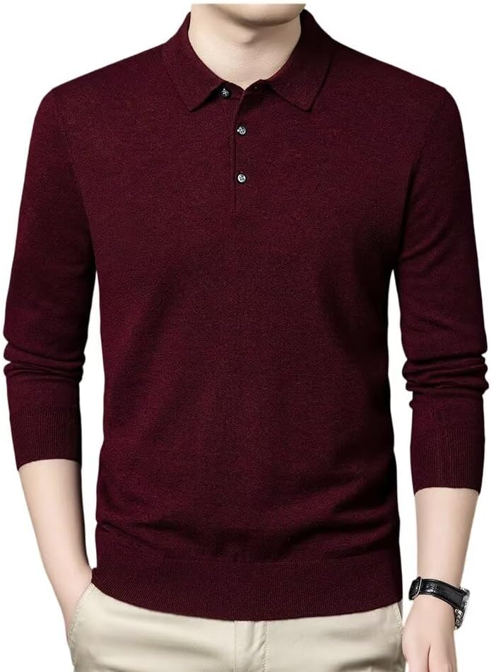 Men's 100% Wool Polo - Style Sweater