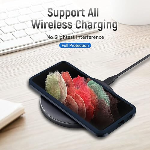 Miniatura 116 de Funda para Samsung Galaxy S21 Ultra (no para S21 Plus y S21), resistente a prueba de golpes, de grado militar, soporte de carga inalámbrica