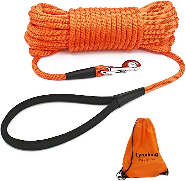 lynxking Check Cord Dog Leash Long Lead Training Tracking Line Comfortable Handle Heavy Duty Puppy Rope 3M 4.5M 9M 15M for Small Medium Large Dogs