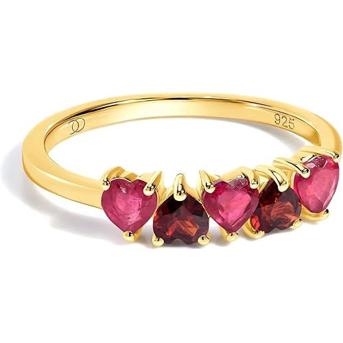 Moon Magic | Authentic Rainbow Moonstone Ring, Ruby, Garnet, Rose Quartz, Obsidian, Amethyst, Multi Color/Real 925 Sterling Silver | 18k Rose Yellow Gold Birthstone Rings for Women/Genuine Gemstones