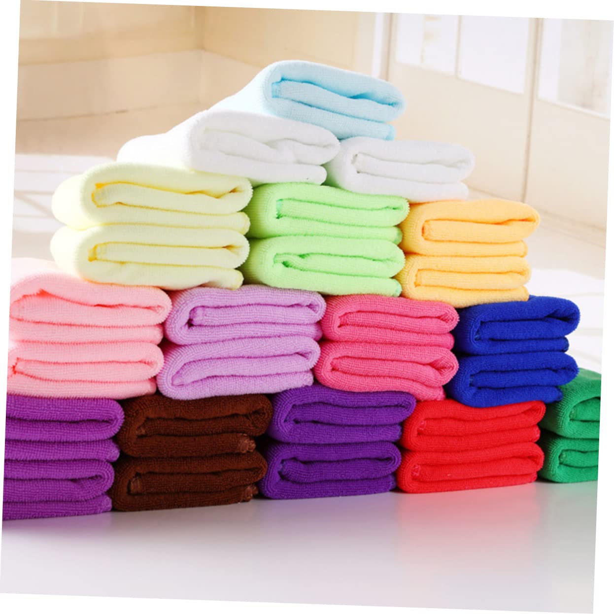 FRCOLOR Cleaning Cloth Car Wash Towels for Bathing Hair Drying Face Cleaning 30x70cm Pink Soft Micro Fiber Towels