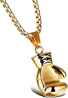 Vista 1 de Hamoery Collar con colgante de cadena de guante de boxeo de acero inoxidable punk para hombres y mujeres