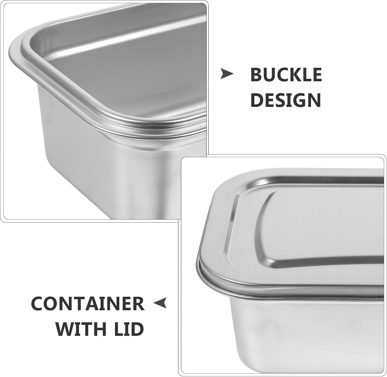 TEHAUX Stainless Steel Ice Cream Container 1600ml / 1.7 Quarts – Airtight Metal Freezer Storage Tub for Homemade Gelato, Sorbet, and Freezer Yogurt – Reusable Rectangular Box for Kitchen Meal Prep