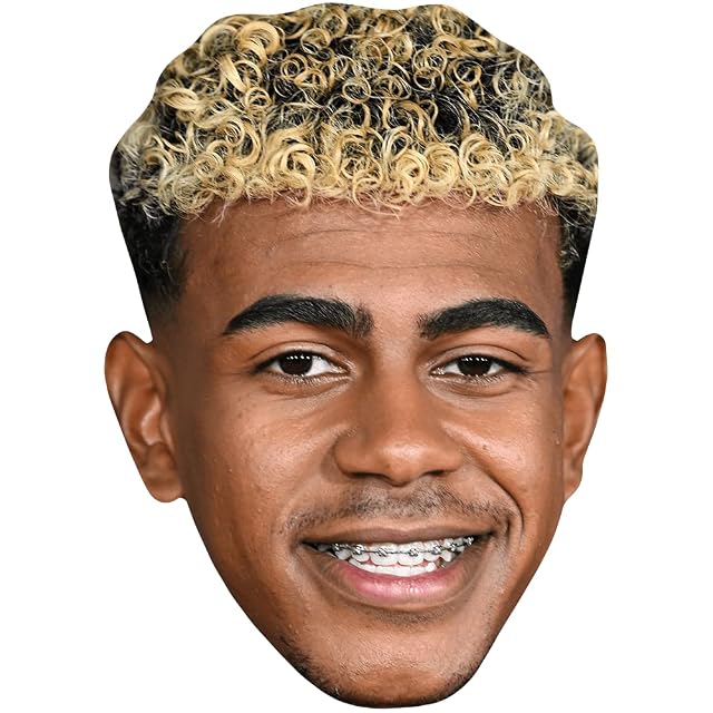 Lamine Yamal (Blonde) Mascaras de Personajes Famosos, Caras de Carton