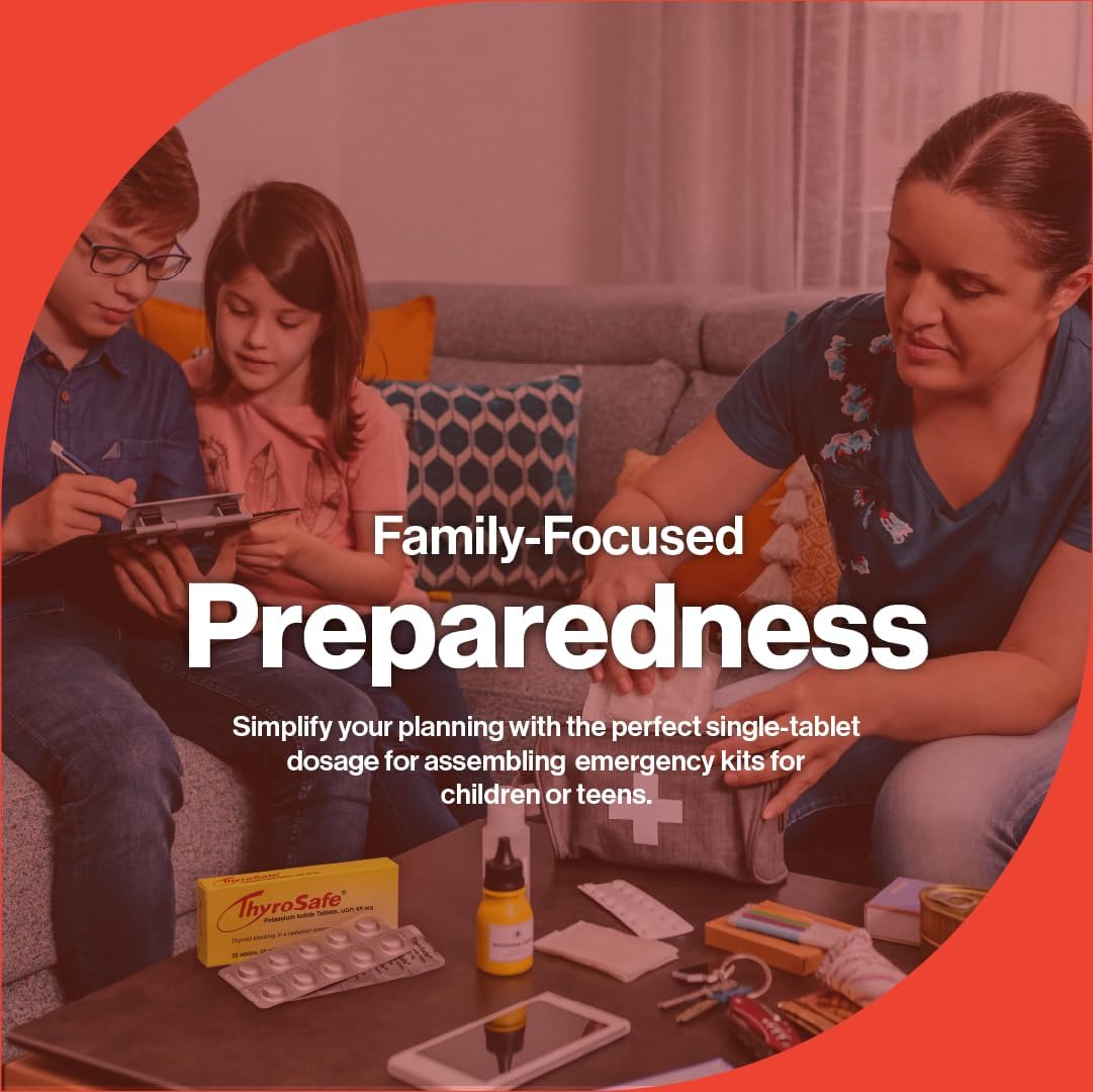 ThyroSafe 65mg Potassium Iodide Tablets (40 Pack) - Protects Your Thyroid from Nuclear Radiation Exposure