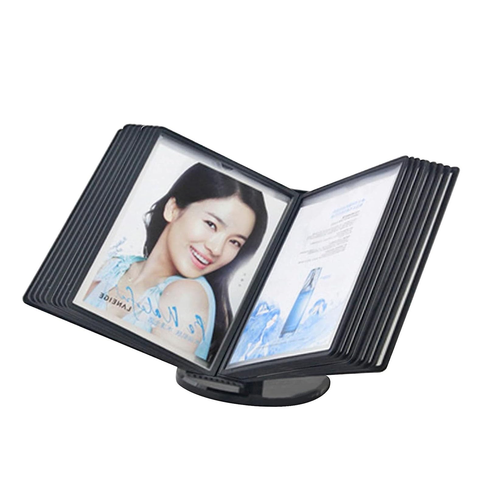 HTTGDGDH Desk Reference Organizer - Catalog Display Rack 20 Page Double-Sided Panels Adjustable Desk Flip File Holder,