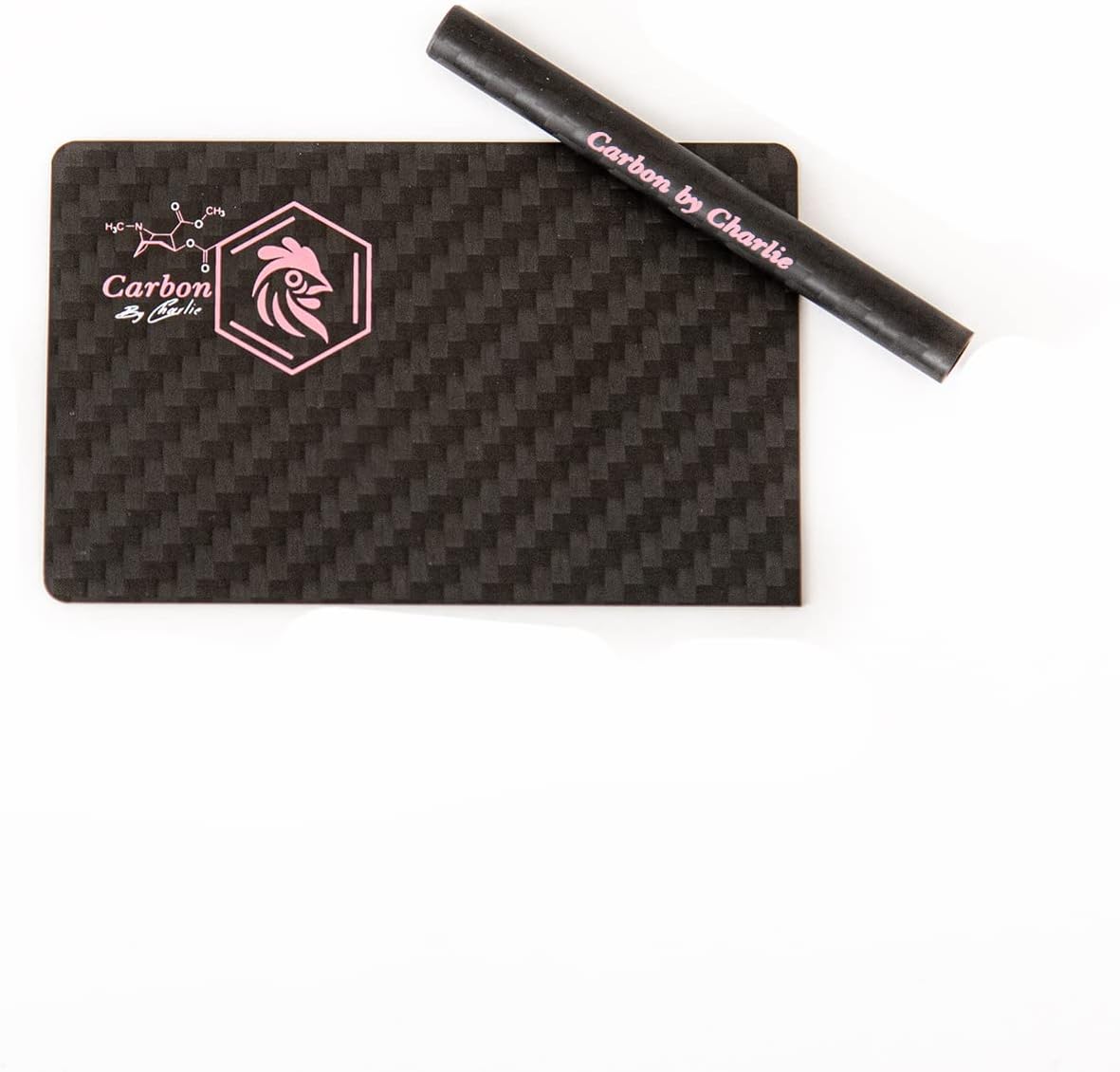 100% Carbon fiber Card and Short Straw for Party (Pink Print)