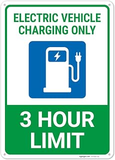 Electric Vehicle Charging Only 3 Hour Limit Sign, 10x14 Inches, Rust Free .040 Aluminum, Fade Resistant, Made in USA
