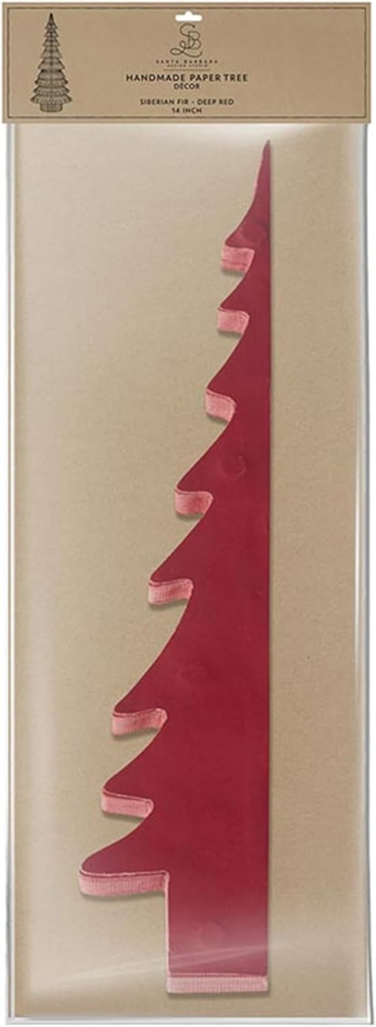 Santa Barbara Design Studio Honeycomb Paper Christmas Trees - 3D Foldable Fir Tree Holiday Centerpiece, 14" Tall, Siberian - Deep Red