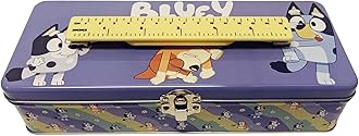 Tin Box Company Large Storage Box with Ruler Handle, Bluey