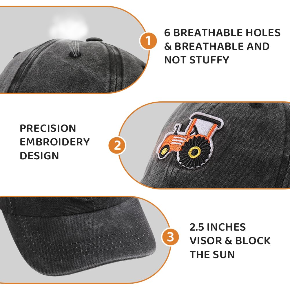 Gorra de BéIsbol Tractor ExcavatorTractor Gorras Beisbol Ajustable Sombrero con Visera de Verano, Deportivo Cap Casual de Algodón para Infantil