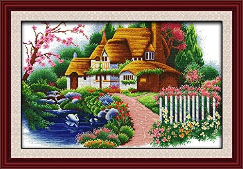 Cross Stitch Kits Pre-Printed Cross Stiching Stamped Cross Stitch Kit 14CT DIY Art Crafts for Beginners (Dream Cabin)