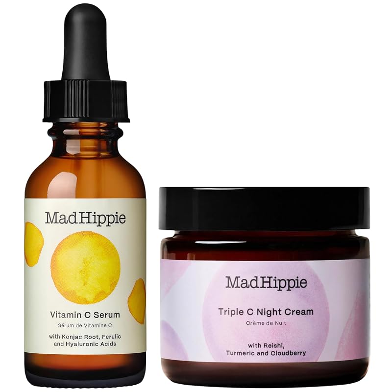 Mad Hippie Conjunto facial com sérum de vitamina C e creme noturno Triple C, 2 unidades