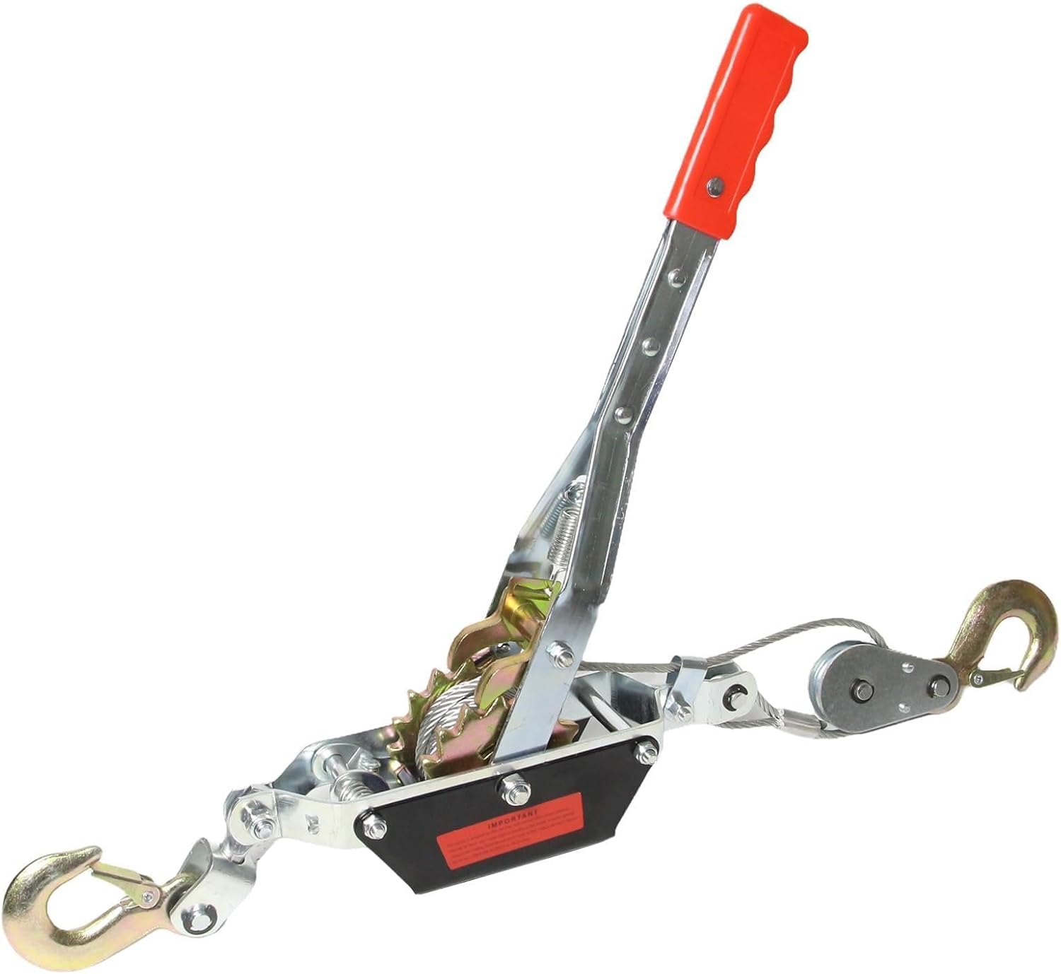 4 Ton (8800 Lbs) Come Along Winch - Heavy Duty Hand Winch with Dual Gears, Steel Cable & 2 Hooks for Vehicle Recovery, Pulling Trees, Fence Stretching