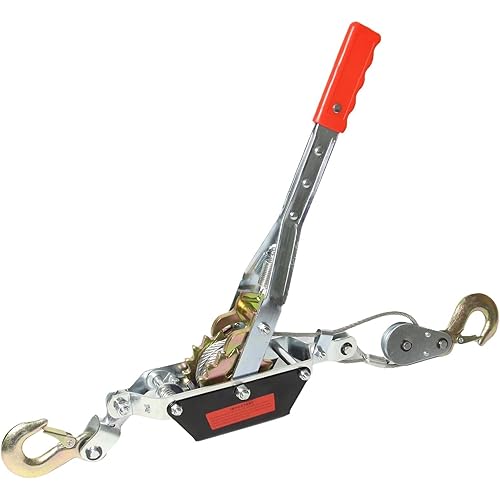 4 Ton (8800 Lbs) Come Along Winch - Heavy Duty Hand Winch with Dual Gears, Steel Cable & 2 Hooks for Vehicle Recovery, Pulling Trees, Fence Stretching