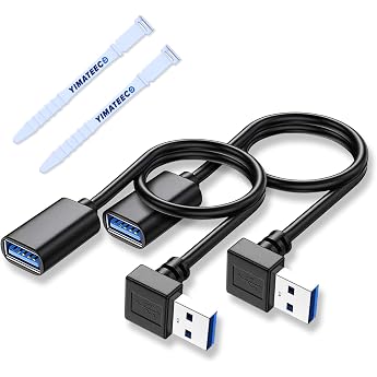 USB 3.0 Extension Cable USB Angled Connector 90 Degree for Mouse/Keyboard/Printer/PS4/PS5 USB 90 Degree Adapter 30 cm USB Extension Short Male to Female Right Angle Type-A Cable Top Pack of 2