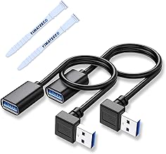USB 3.0 Extension Cable USB Angled Connector 90 Degree for Mouse/Keyboard/Printer/PS4/PS5, U-S-B 90 Degree Adapter, 30 cm USB Extension Short Male to Female Right Angle Type-A Cable (Top, Pack of 2)