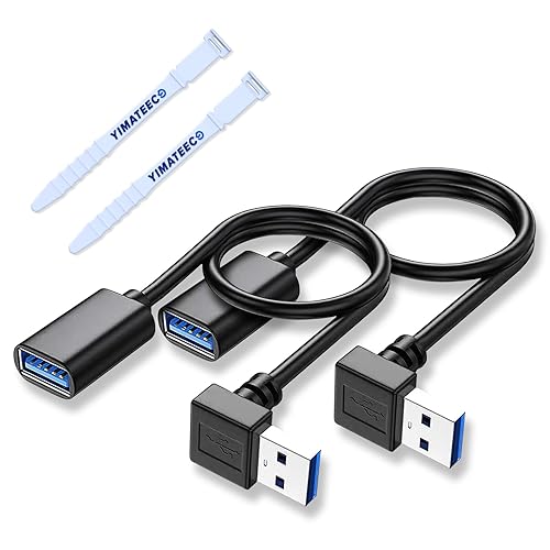 Cable de extensión USB3.0 con ángulo hacia arriba, cable de datos USB macho a hembra de 11.8 pulgadas, adaptador USB de 90 grados con contactos