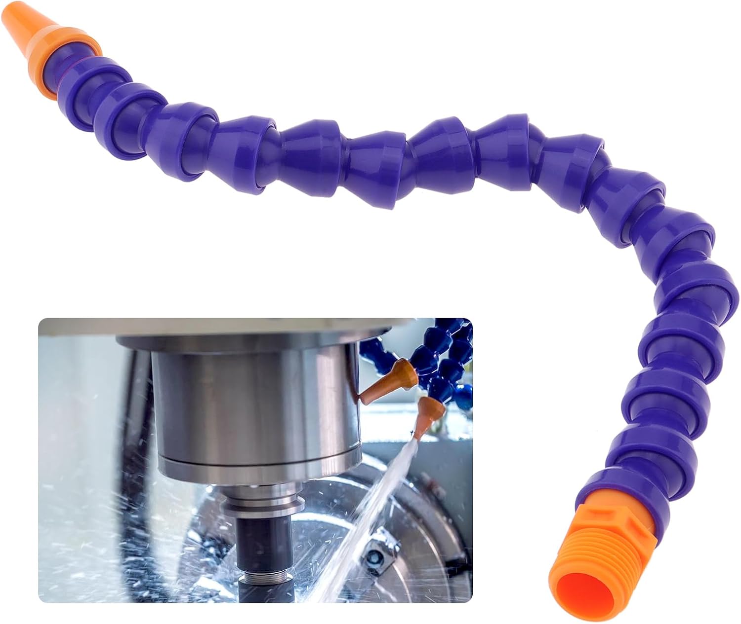 10 Pcs G1/4 Plastic Round Nozzle Flexible Coolant Pipe 300mm for CNC Machine, Water Oil Coolant Pipe Hose