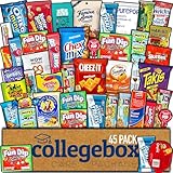 COLLEGEBOX Snack Box (45 Count) Christmas Variety Pack Care Package Gift Basket Adult Kid Guy Girl Women Men Birthday College Student Office School
