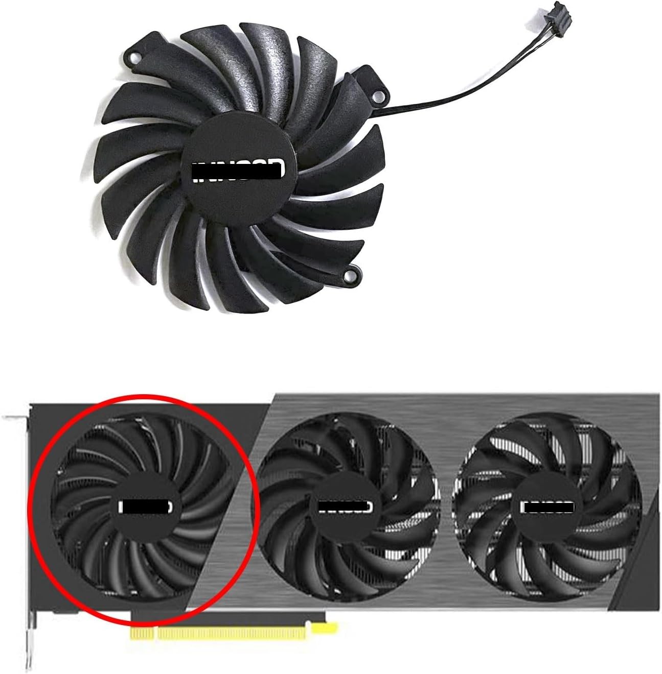 85MM 4PIN CF-12915S CF-12910S DC 12V 0.35A GPU Fan Compatible with RTX4070 4070ti X3 OC Replacement Fan(Small)