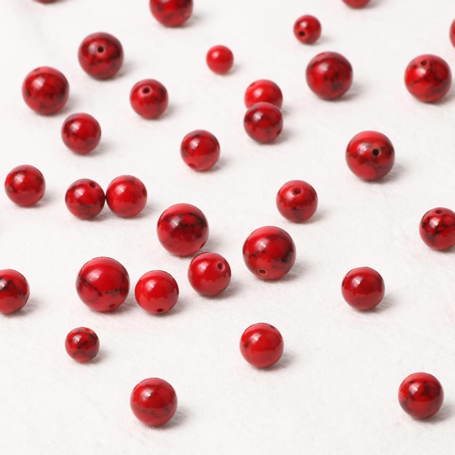 Beads for Bracelets Red Beads 6MM Beads Red Turquoise Bead Crystal Gemstone Beads for Bracelets, Natural Stone Beads for Jewelry Making 60pcs - Image 3