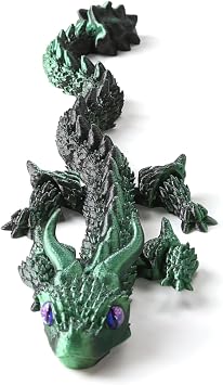 3D Printed Articulated Dragon Toy - Intricate Flexible PLA 3D Animal Figurine with Movable Joints, Unique Mythical Creature Model for Collectors