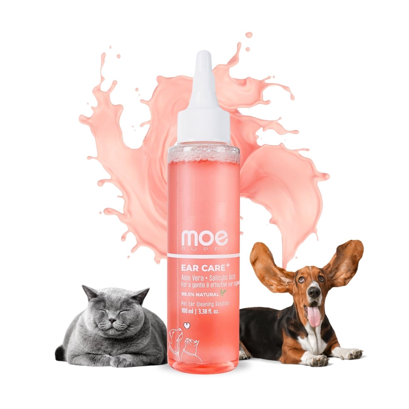 Moe Puppy Ear Care+ | Ear Cleaning Solution for Dogs and Cats | Prevents Infections, Soothes Itching, Removes Wax, Elimina...