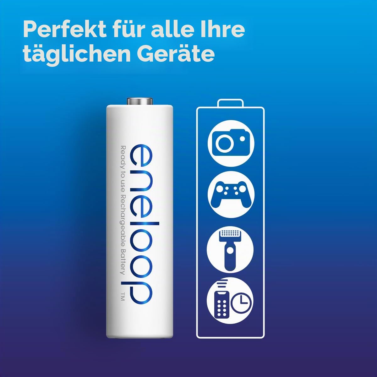 Panasonic eneloop SmartPlus Ladegerät für 1-4 AA/AAA NI-MH-Akkus & Panasonic eneloop, Ready-to-Use NI-MH Akku, 8er-Pack mit 4 AA & 4 AAA