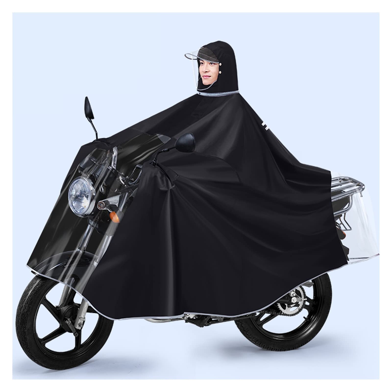 Rain Poncho for Cycling Bike Ebike Motorcycle Mobility Scooter Multicolor Multiple Sizes(Black,5XL)