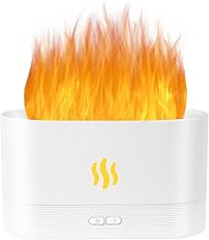 Flame Diffuser Humidifier-Auto Off 180ml Essential Oil Diffuser-2 Modes Brightness Aroma Humidifier with Fire Flame Effect for Home,Office,Spa,Gym (White)