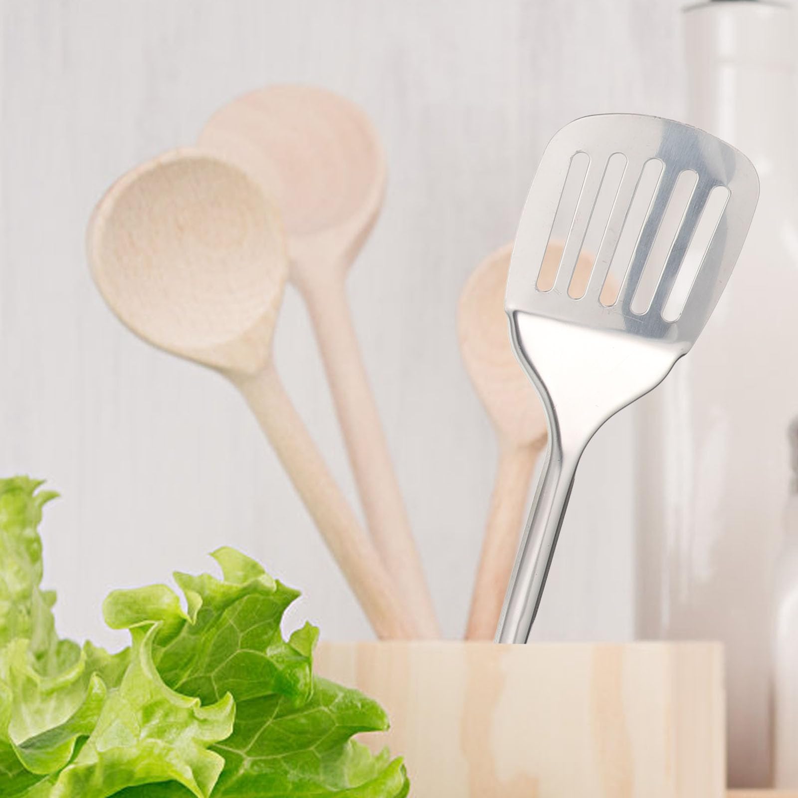 1 ensemble d'ustensiles de cuisine en acier inoxydable, spatules de cuisine, cuillères à soupe, ustensiles de service en acier inoxydable, ensemble de couverts antiadhésifs, ustensiles de