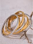 Mchic 60mm Waterproof 316L Stainless Steel Round Smooth Bracelet Bangle Women Minimalist 18k Gold Color Texture Charm Jewelry