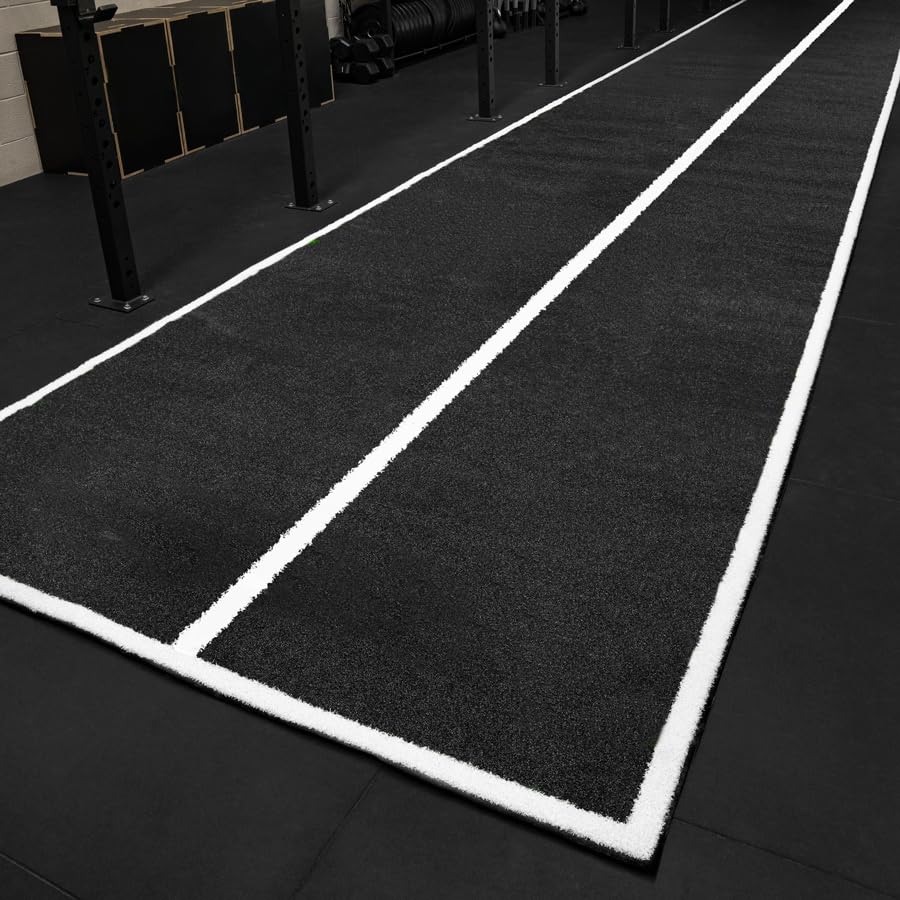 FORZA Sprint/Sled Track with Lanes | Durable Indoor & Outdoor Artificial Turf Prowler Track, Non-Slip Backing - Two Sizes and Colors